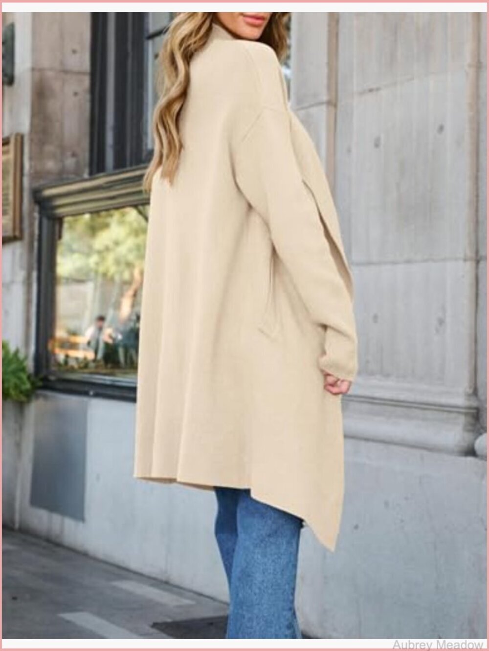 Open Front Cardigan Sweater with Pockets Long Sleeve Knit - Picture 4 of 7